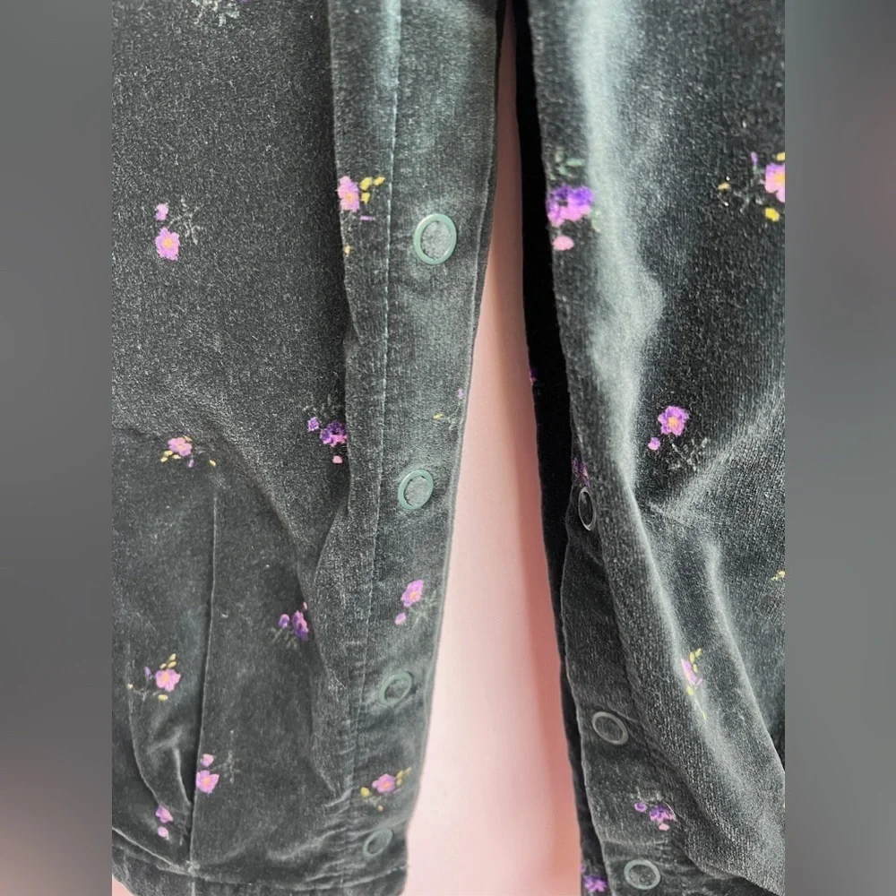 Vintage Baby Gap 24-30 months Velour Romper / Overall floral green.